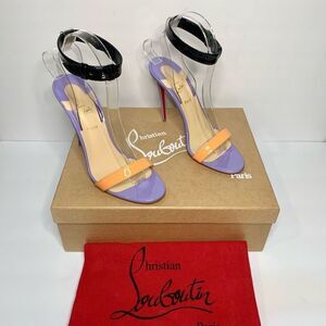 Christian Louboutin Jonatina 100 PVC & Patent Leather Sandals Heels EU 38 US 8